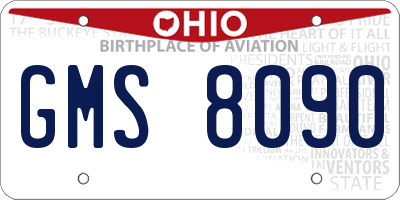OH license plate GMS8090