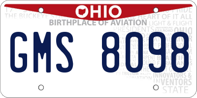 OH license plate GMS8098
