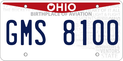 OH license plate GMS8100