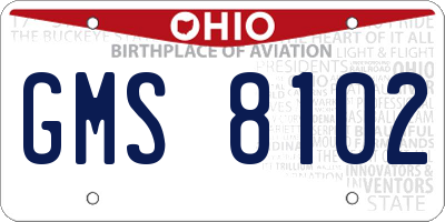OH license plate GMS8102