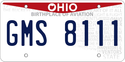 OH license plate GMS8111