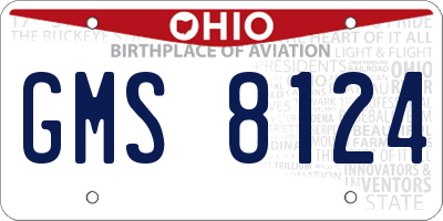 OH license plate GMS8124