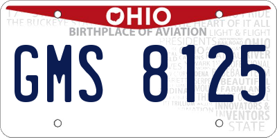 OH license plate GMS8125