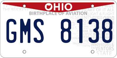 OH license plate GMS8138