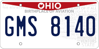 OH license plate GMS8140