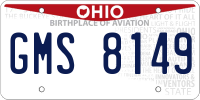 OH license plate GMS8149
