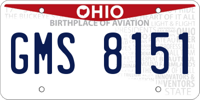 OH license plate GMS8151