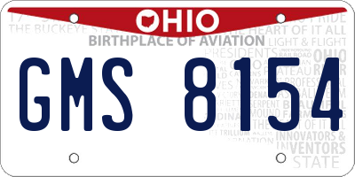 OH license plate GMS8154
