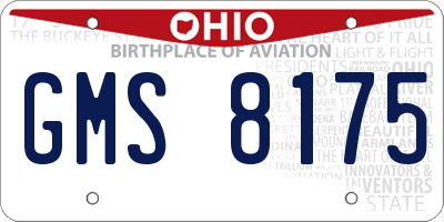 OH license plate GMS8175