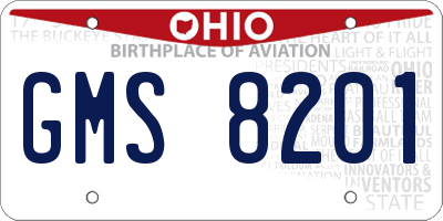 OH license plate GMS8201