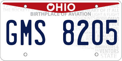 OH license plate GMS8205
