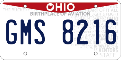 OH license plate GMS8216