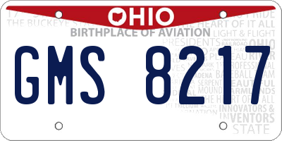 OH license plate GMS8217