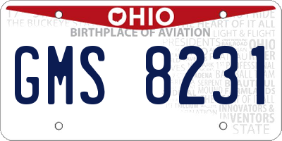 OH license plate GMS8231
