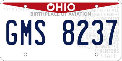 OH license plate GMS8237