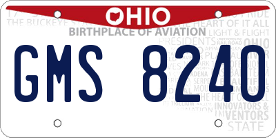 OH license plate GMS8240