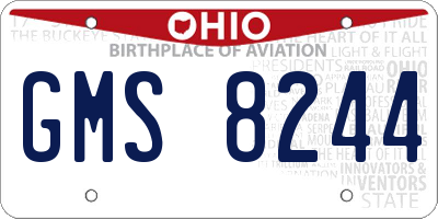 OH license plate GMS8244