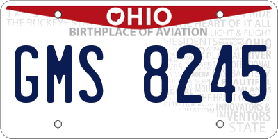 OH license plate GMS8245