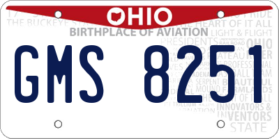 OH license plate GMS8251