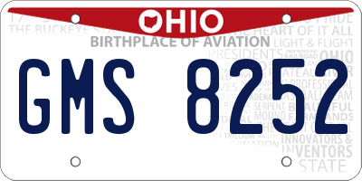 OH license plate GMS8252