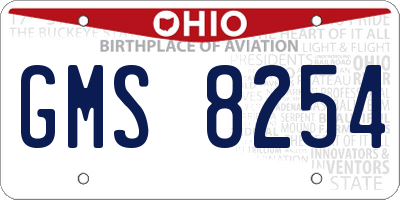 OH license plate GMS8254