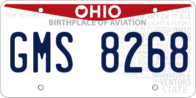 OH license plate GMS8268