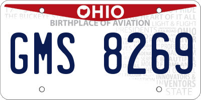 OH license plate GMS8269
