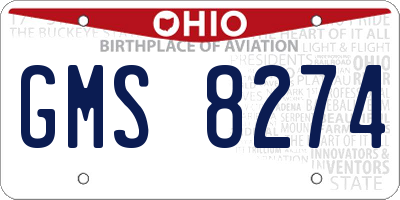 OH license plate GMS8274
