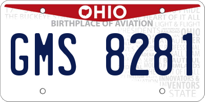 OH license plate GMS8281