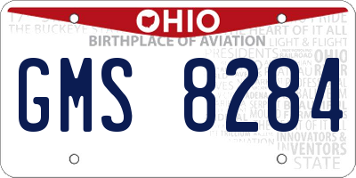 OH license plate GMS8284