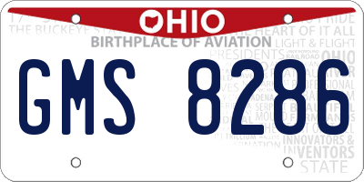 OH license plate GMS8286