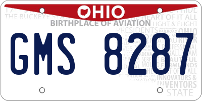 OH license plate GMS8287
