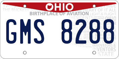 OH license plate GMS8288