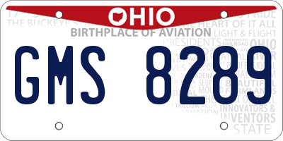 OH license plate GMS8289