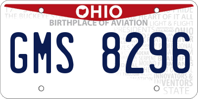 OH license plate GMS8296