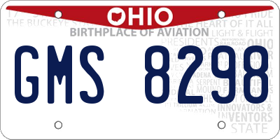 OH license plate GMS8298
