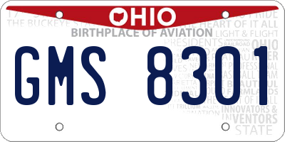 OH license plate GMS8301