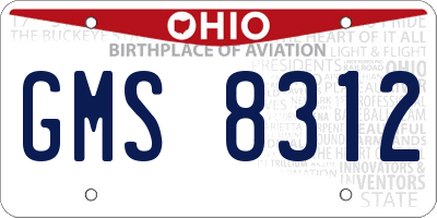 OH license plate GMS8312