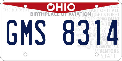 OH license plate GMS8314