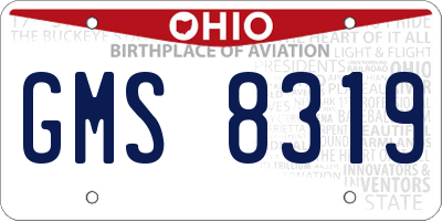 OH license plate GMS8319