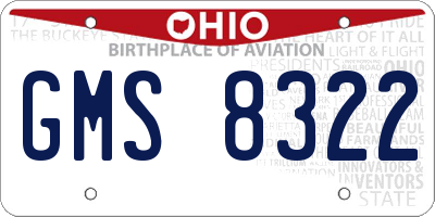 OH license plate GMS8322