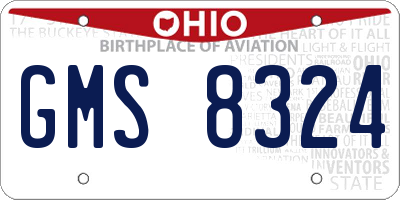OH license plate GMS8324