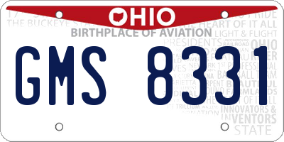 OH license plate GMS8331