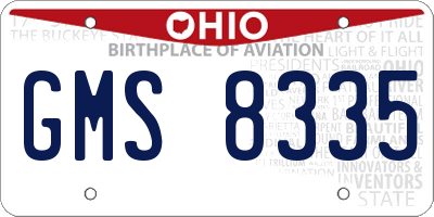OH license plate GMS8335