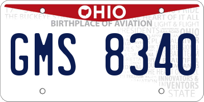 OH license plate GMS8340
