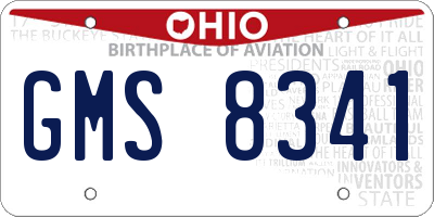 OH license plate GMS8341