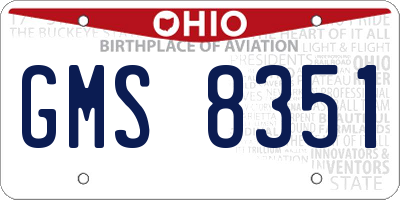 OH license plate GMS8351