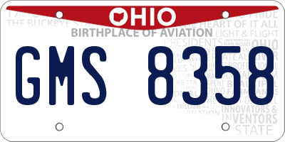OH license plate GMS8358