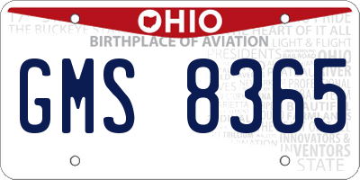 OH license plate GMS8365