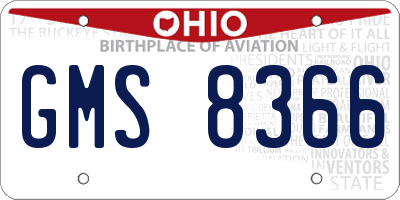 OH license plate GMS8366